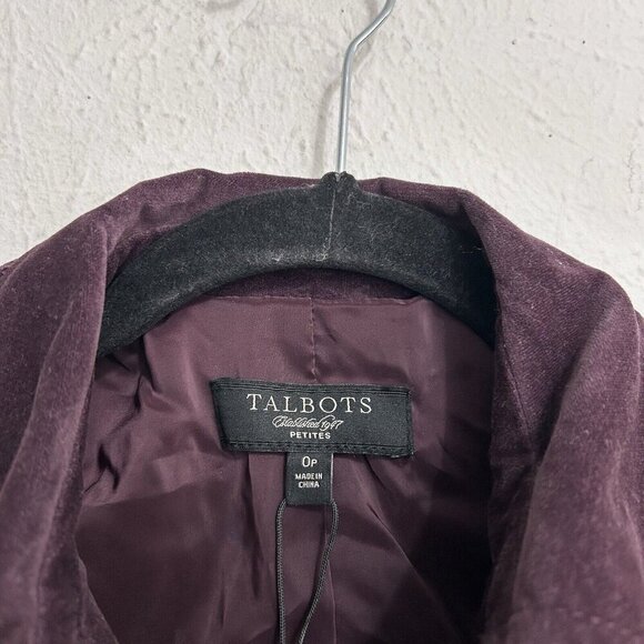 Talbots Jacket Blazer Women’s Sz 0P Purple Plum Velvet Feel Button Up Business - Picture 6 of 8
